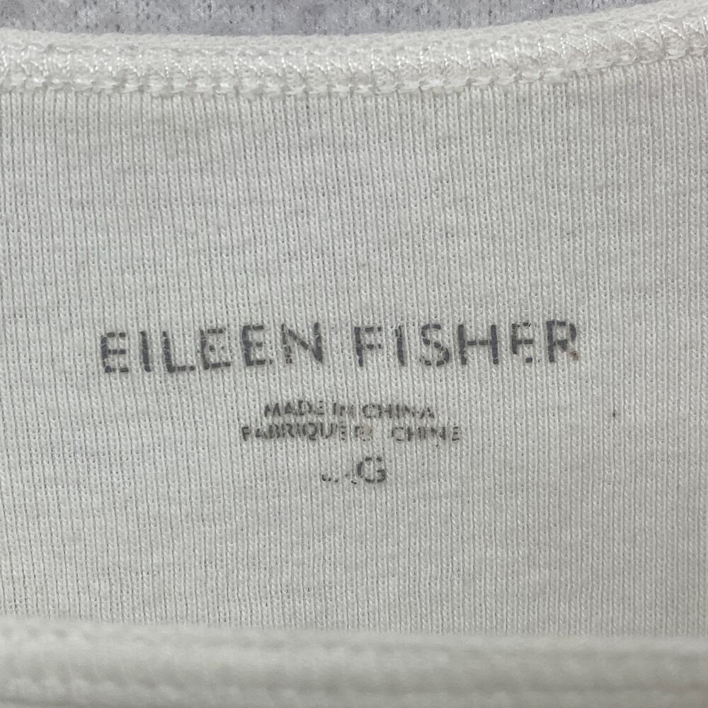 EILEEN FISHER Tank Top L Organic Cotton Ribbed Jersey Cami Slim Scoop Neck White - Picture 5 of 11